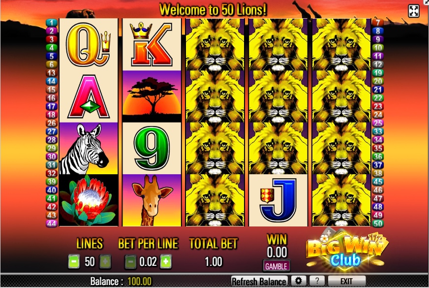 50 Lions Slot Machine Big Win